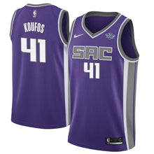 Load image into Gallery viewer, 41 - Men's Nike Kosta Koufos Purple Sacramento Kings Swingman Sponsor Patch Jersey - Icon Edition