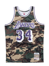 Load image into Gallery viewer, 34 - Los Angeles Lakers Shaquille O'Neal Woodland Camo Swingman Jersey - Navy