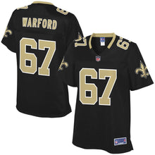 Load image into Gallery viewer, Women' NFL Pro Line Larry Warford Black New Orleans Saints Player Jersey