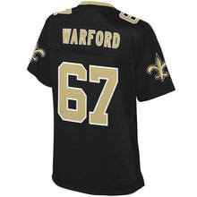Load image into Gallery viewer, Women' NFL Pro Line Larry Warford Black New Orleans Saints Player Jersey