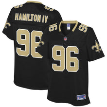 Load image into Gallery viewer, Women' NFL Pro Line Woodrow Hamilton Black New Orleans Saints Player Jersey