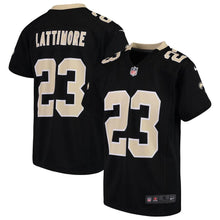 Load image into Gallery viewer, Youth Nike Marshon Lattimore Black New Orleans Saints 2018 Game Jersey