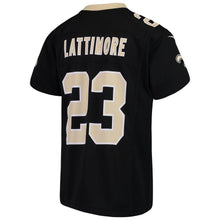 Load image into Gallery viewer, Youth Nike Marshon Lattimore Black New Orleans Saints 2018 Game Jersey