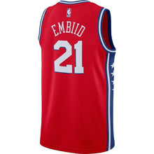 Load image into Gallery viewer, 21 - Men's Nike Joel Embiid Red Philadelphia 76ers Swingman Jersey - Statement Edition - Red