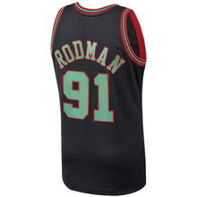 Load image into Gallery viewer, 91 - Men's Mitchell &amp; Ness Dennis Rodman Black Chicago Bulls Hardwood Classics Christmas Swingman Collection Jersey - Black