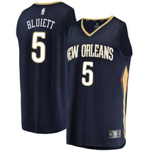 Load image into Gallery viewer, 5 - Men's Fanatics Branded Trevon Bluiett Navy New Orleans Pelicans Fast Break Replica Jersey – Icon Edition- Navy