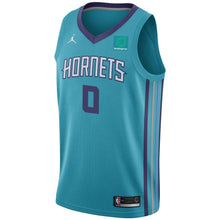 Load image into Gallery viewer, 0 - Men's Jordan Brand Miles Bridges Teal Charlotte Hornets Swingman Sponsor Patch Jersey – Icon Edition - Aqua