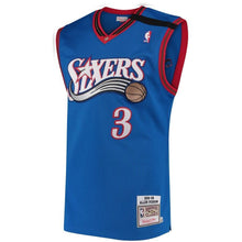 Load image into Gallery viewer, 3 - Men's Mitchell &amp; Ness Allen Iverson Royal Philadelphia 76ers Road 1999/2000 Hardwood Classics Authentic Jersey - Royal