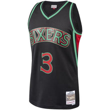 Load image into Gallery viewer, 3 - Men's Mitchell &amp; Ness Allen Iverson Black Philadelphia 76ers Hardwood Classics Christmas Swingan Collection Jersey - Black