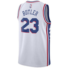 Load image into Gallery viewer, 23 - Men's Nike Jimmy Butler White Philadelphia 76ers Swingman Sponsor Patch Jersey - Association Edition - White