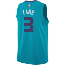 Load image into Gallery viewer, 3 - Men's Jordan Brand Jeremy Lamb Teal Charlotte Hornets Swingman Sponsor Patch Jersey – Icon Edition - Aqua